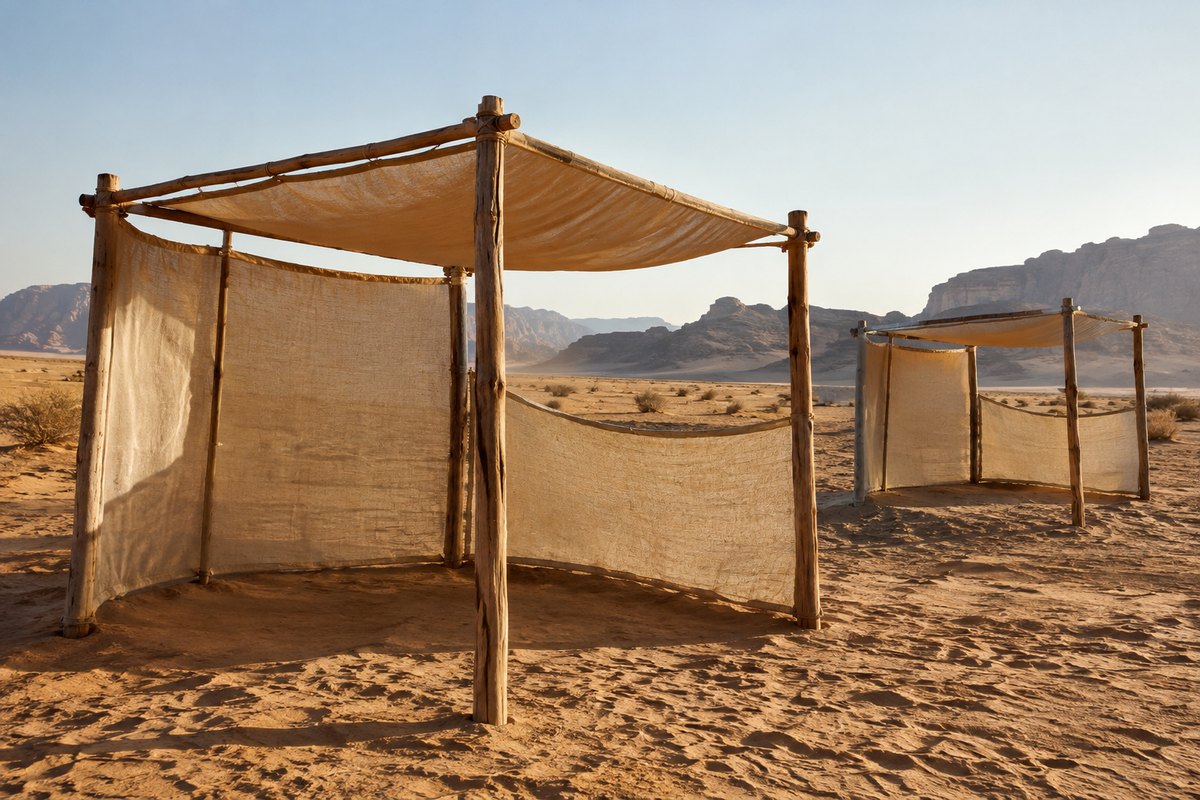 Telaio di legno e tela per trappole di vento, deserto vuoto